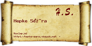 Hepke Sára névjegykártya